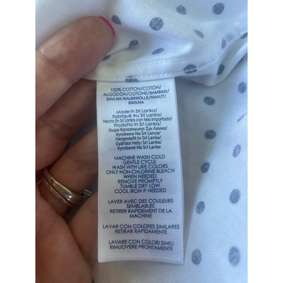 NWT FLAWS CHAPS No Iron Shirt Easy Care Slimming Fit Long Sleeve Polkadot Large - Picture 6 of 9